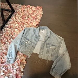 Zara Faded Blue Cropped Denim Jacket